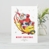 Père Noël rétro sur Rocket Carte de Noël non photo (Debout devant)
