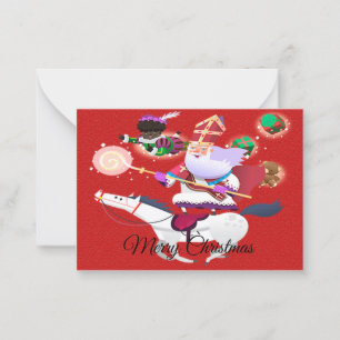 Père Noël Ride White Horse Cartes de Noël