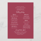 Père Noël Rosa Wedding Programme (Dos)