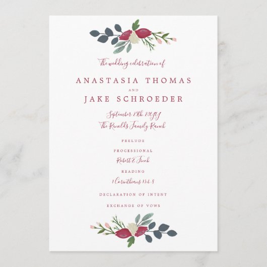 Père Noël Rosa Wedding Programme (Devant)