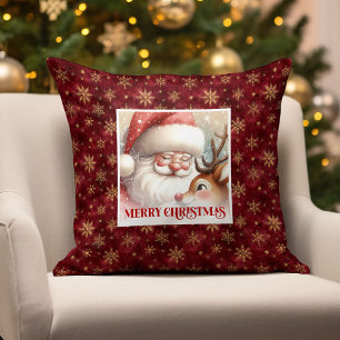Père Noël Rudolph Classique Noël Oreiller Amusant