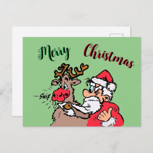 Père Noël & Rudolph Joyeux croûte de Noël. Carte p (Devant / Derrière)