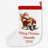 Père Noël rustique Chaussette traditionnelle rouge (Dos)