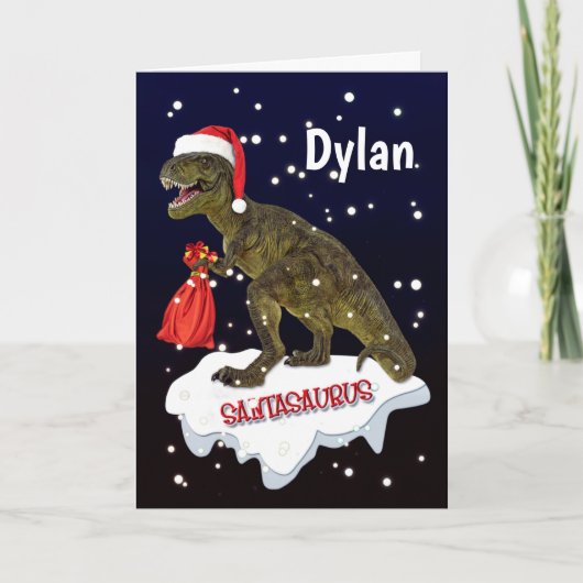 Père Noël-saurus Dinosaur Personnaliser la carte d (Devant)