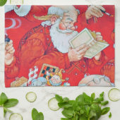 Père Noël, serviette de cuisine de Noël (Plié)