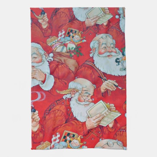 Père Noël, serviette de cuisine de Noël (Vertical)