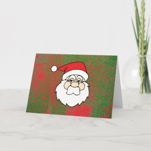 Père Noël simple en rouge et vert - Carte de Noël (Devant)
