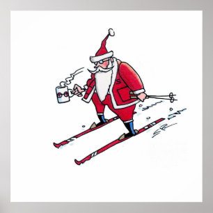 Père Noël Ski affiche brillante