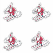 Père Noël Skiing autocollants de contour 4 (Devant)