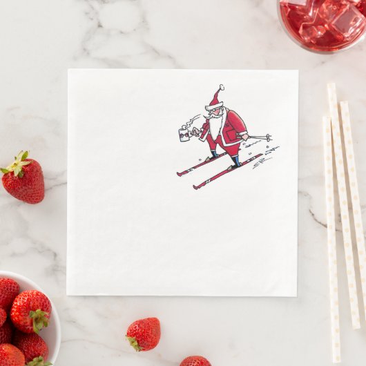 Père Noël Skiing dîners serviettes en papier (En situation)
