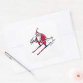 Père Noël Skiing gros autocollants carré (Enveloppe)