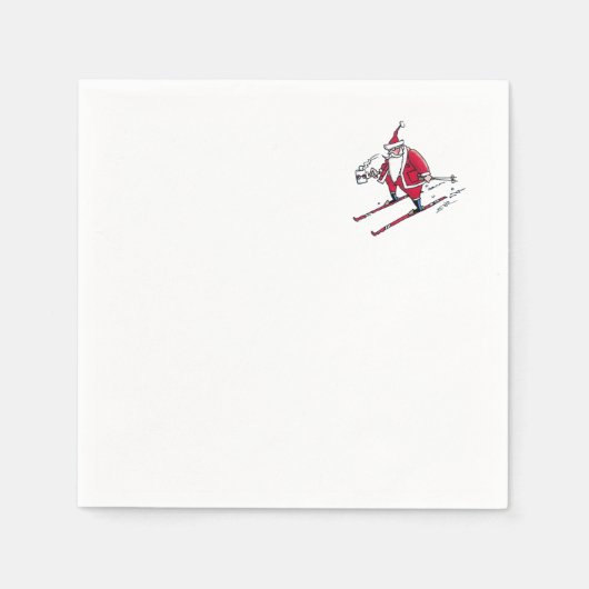 Père Noël Skiing serviettes en papier (Devant)