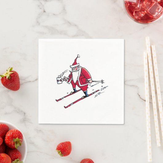 Père Noël Skiing serviettes en papier (En situation)