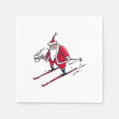 Père Noël Skiing serviettes en papier (Devant)