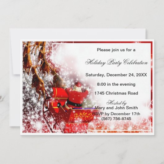 Père Noël Sleigh Christmas Party Invitation (Devant)