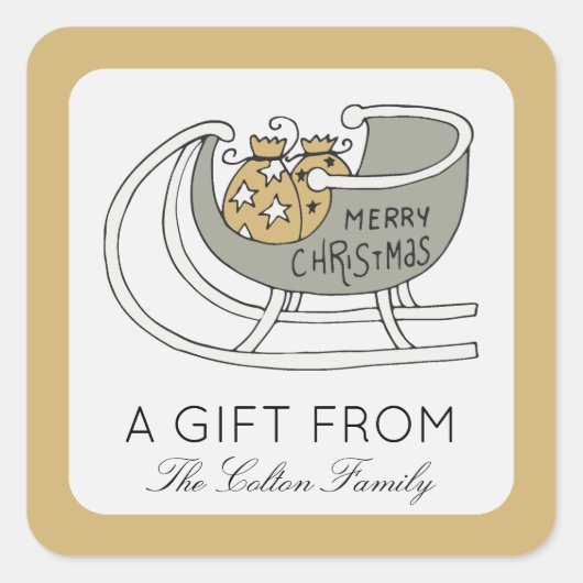 Père Noël Sleigh Étiquette cadeau de Noël (Devant)