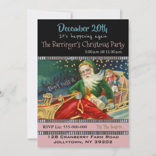 Père Noël Sleigh Ride Fête Invitation (Devant)