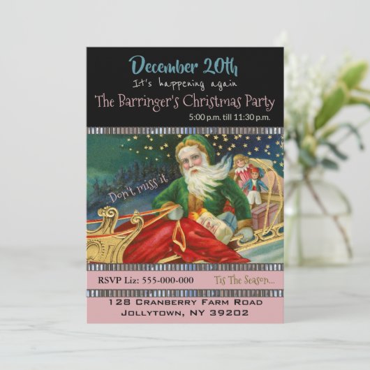 Père Noël Sleigh Ride Fête Invitation (Debout devant)