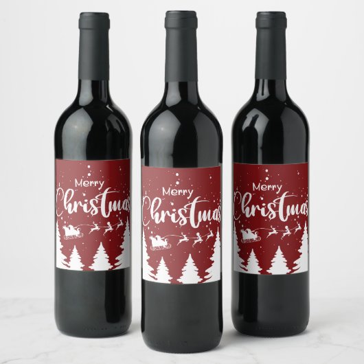 Père Noël Sleigh Wine Étiquette - Custom Christmas (Bouteilles)
