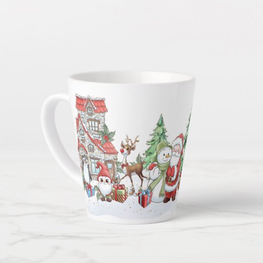 Père Noël Snowman Reindeer Christmas Latte Mug (Angle gauche)