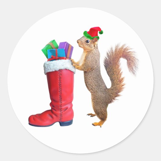 Père Noël Squirel avec Stickers Boot Rouge (Devant)