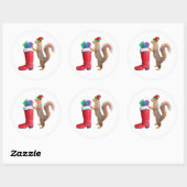 Père Noël Squirel avec Stickers Boot Rouge (Feuille)