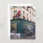 Père Noël sur la carte postale de Noël à vélo (Devant / Derrière)