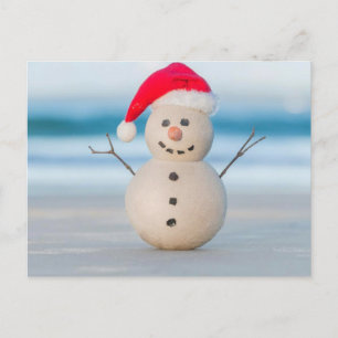 Père Noël sur la plage sur carte de vœux