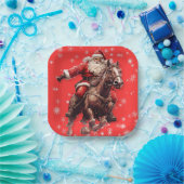 Père Noël sur les assiettes de Noël du cheval (Fête)