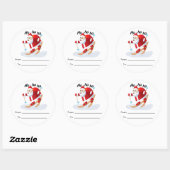 Père Noël sur Stickers Ski de Neige Arrondi/De (Feuille)