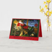 Père Noël sur une carte de Noël à thème de golf (Fleur jaune)