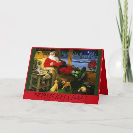 Père Noël sur une carte de Noël à thème de golf (Devant)