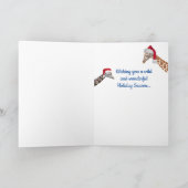 Père Noël sur une carte de Noël en Girafe (Intérieur)