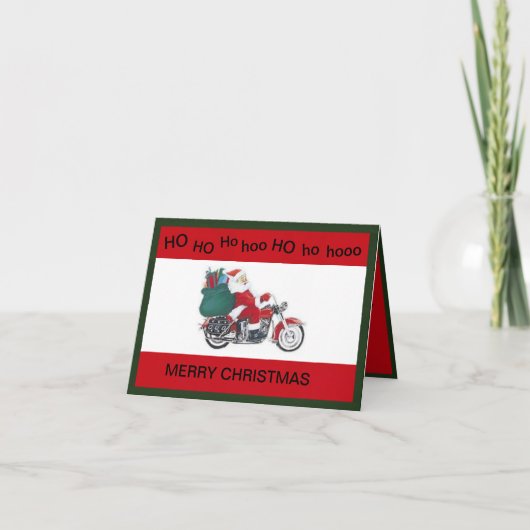 Père Noël sur une carte de Noël moto (Devant)