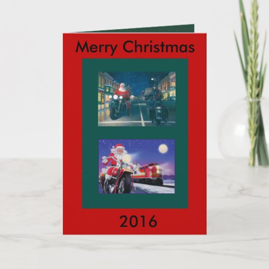 Père Noël sur une carte de Noël moto (Devant)