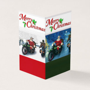 Père Noël sur une carte de Noël moto