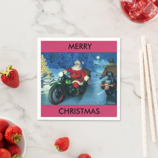 Père Noël sur une serviette en papier moto (En situation)