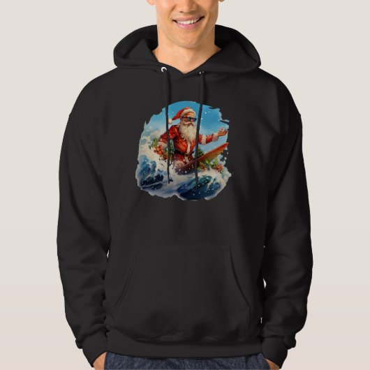 Père Noël surf déchiquetage vagues Sweat - shirt à (Devant)
