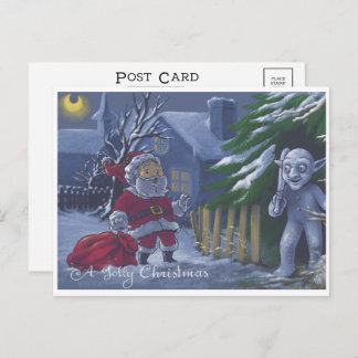 Père Noël surpris par une carte illustrée Gnome
