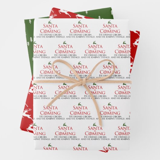 Père Noël va emballer le papier papier à plat séri (En situation)