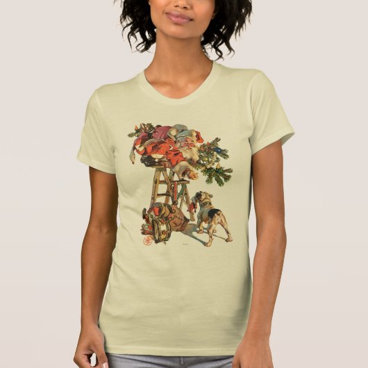 Père Noël vers le haut d'une échelle (Devant)