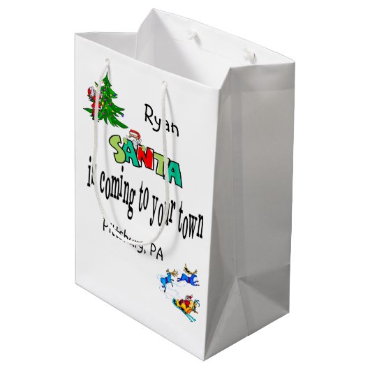 Père Noël vient en ville Noël Sacs cadeaux (Dos Angle)