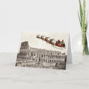 Père Noël vintage au-dessus de la carte de Noël de