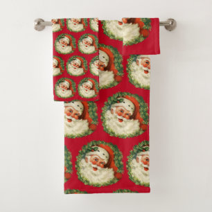 Père Noël vintage avec Motif de couronne de pin