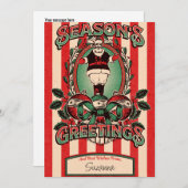 Père Noël vintage. Carte de Noël modifiable (Devant / Derrière)