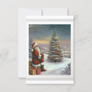 Père Noël vintage dans un paysage enneigé Carte de