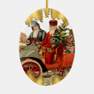 Père Noël vintage en ornement de Noël de voiture