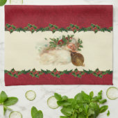 Père Noël vintage et serviette de cuisine Holly (Plié)