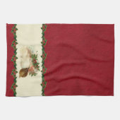 Père Noël vintage et serviette de cuisine Holly (Horizontal)