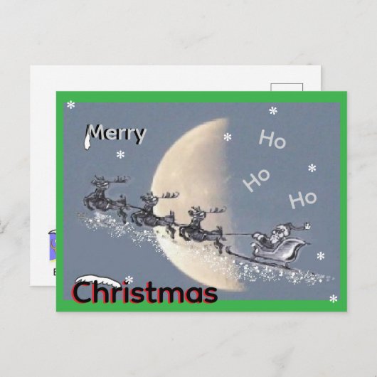 Père Noël volant sur un traîneau à rennes Carte de (Devant / Derrière)